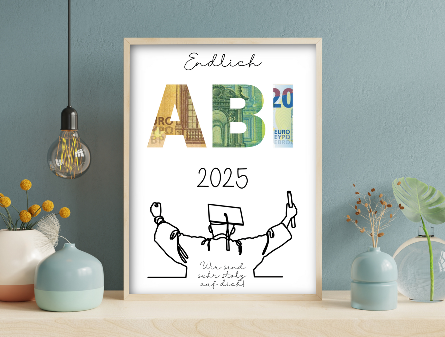 Gratulation zum bestandenen Abitur, Geschenk für die Abschlussprüfung, Abitur, Geldgeschenk, Druckvorlage, PDF-Datei, "Wir"