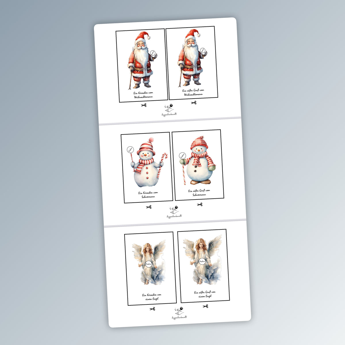 Weihnachten, Geschenk, Karten mit Pralinen, kleine Aufmerksamkeit, Druckvorlage, PDF-Datei