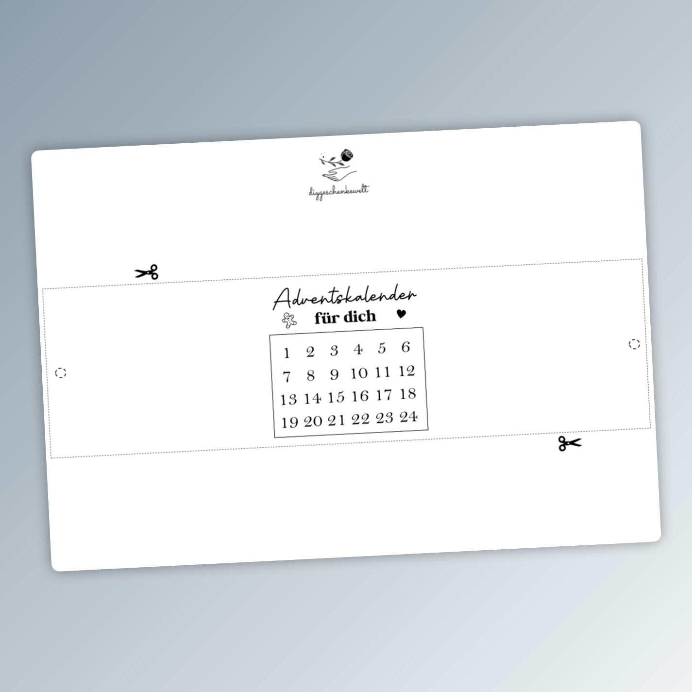 Adventskalender mit 24 Bonbons, Geschenk, Weihnachtsgeschenk, kleine Aufmerksamkeit, Druckvorlage, PDF-Datei