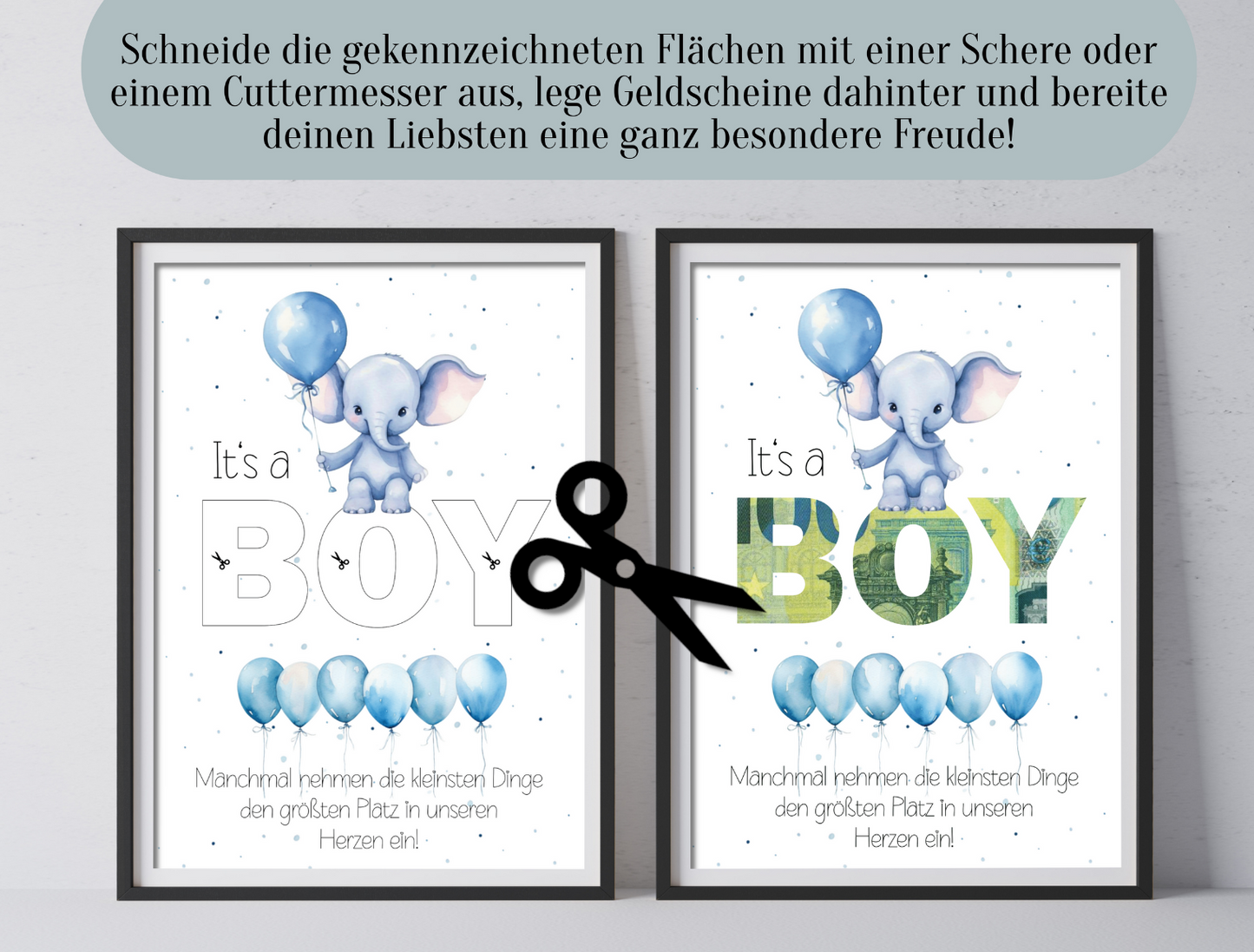 Geldgeschenk Babyparty, Geburt, Junge, Druckvorlage, Geschenk, Sofort Download, Last-Minute-Geschenk, PDF-Datei