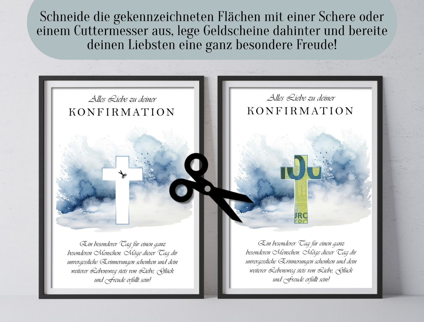 Geschenk zur Konfirmation, Geldgeschenk, Druckvorlage, Sofort-Download, PDF-Datei
