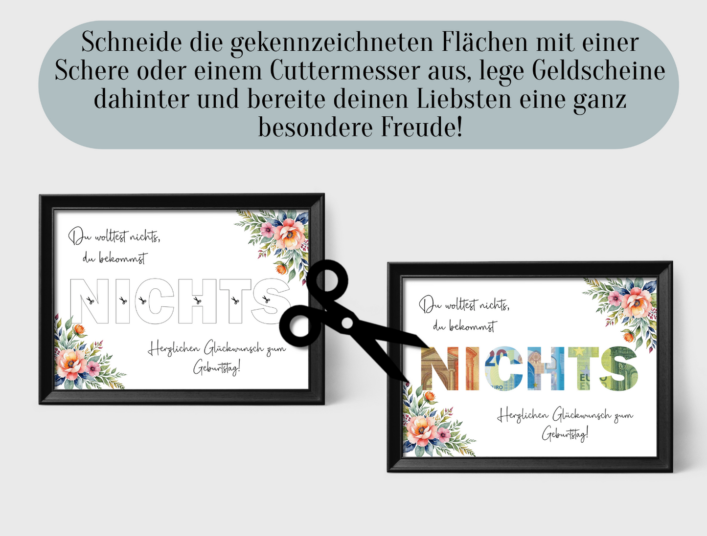 Geldgeschenk "Nichts", Druckvorlage, Geburtstag, Geschenk, kein Wunsch, Sofort-Download, PDF-Datei