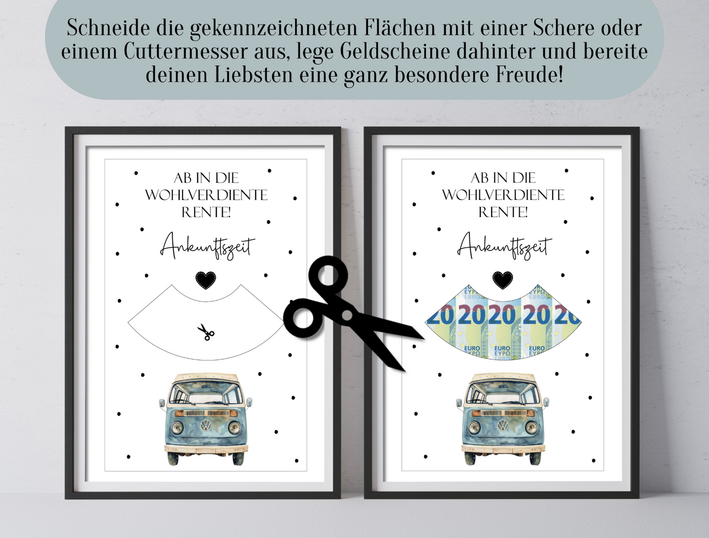 Geldgeschenk zur Rente, Ruhestand, Parkscheibe, Geschenk, Druckvorlage, Sofort-Download, PDF-Datei