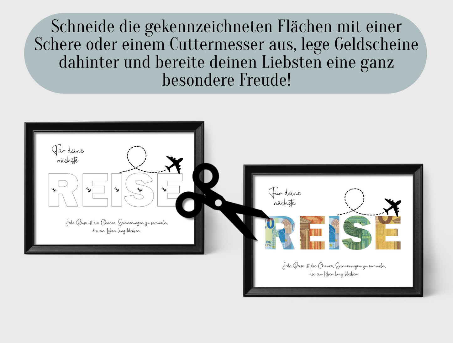 Geschenk für die nächste Reise, Urlaub, Geldgeschenk, Geburtstag, Druckvorlage, Sofort-Download, PDF-Datei