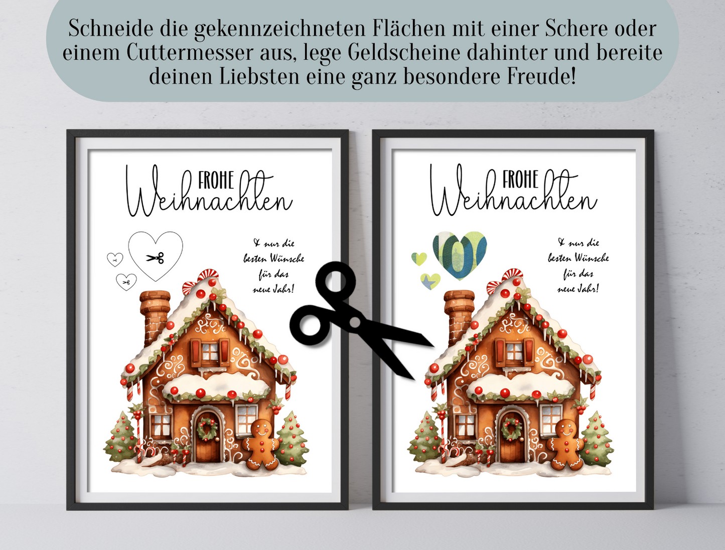 Geldgeschenk Weihnachten, Lebkuchenhaus, Druckvorlage, Geschenk, Sofort-Download, Last-Minute-Geschenk, PDF-Datei