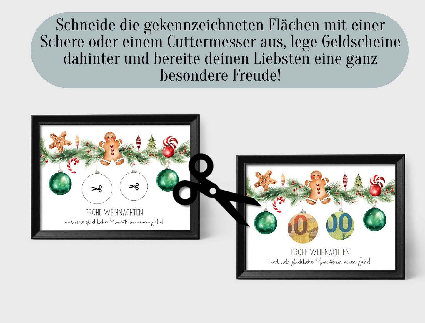 Geldgeschenk Weihnachten, Weihnachtskugeln , Druckvorlage, Geschenk, Sofort-Download, Last-Minute-Geschenk, PDF-Datei