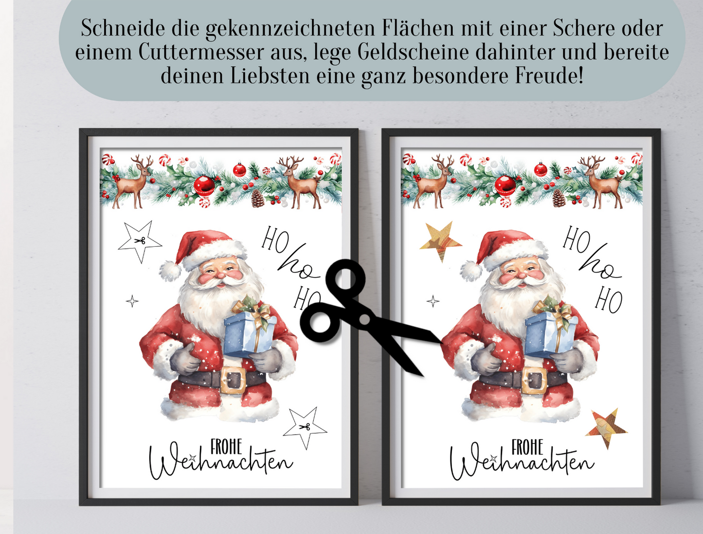 Geldgeschenk Weihnachten, Weihnachtsmann, Druckvorlage, Geschenk, Sofort-Download, Last-Minute-Geschenk, PDF-Datei