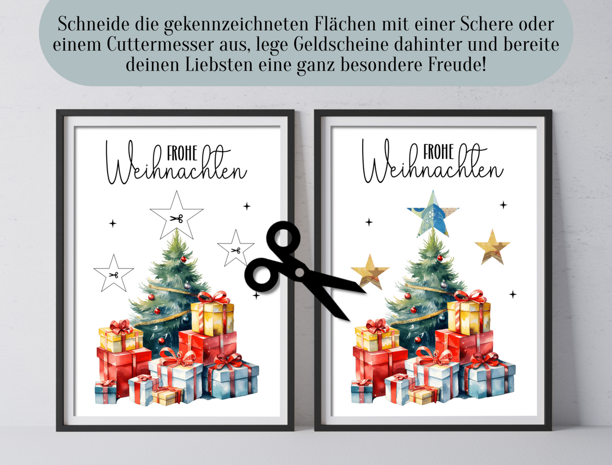 Geldgeschenk Weihnachten, Weihnachtsbaum, Druckvorlage, Geschenk, Sofort-Download, Last-Minute-Geschenk, PDF-Datei