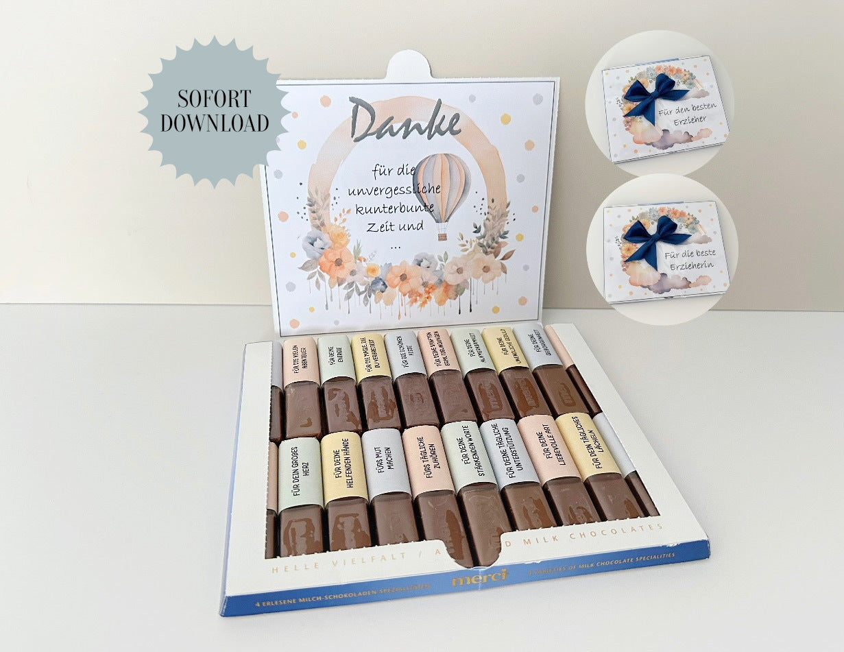 Abschiedsgeschenk Erzieher, Kindergarten, Kita, Geschenk, Druckvorlage,  Last-Minute, PDF-Datei