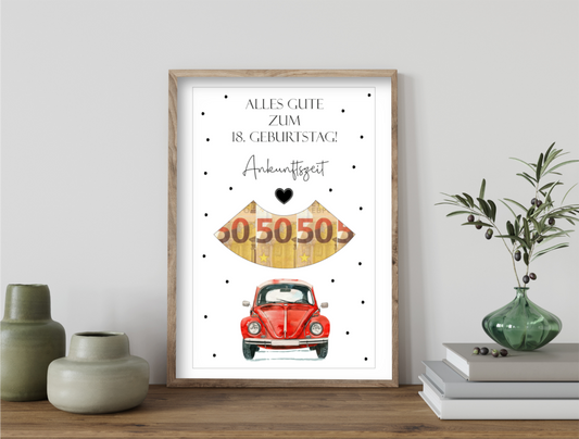 Geldgeschenk 18. Geburtstag, Parkscheibe, Volljährigkeit, Druckvorlage,  Geschenk, Sofort-Download, Last-Minute-Geschenk, PDF-Datei