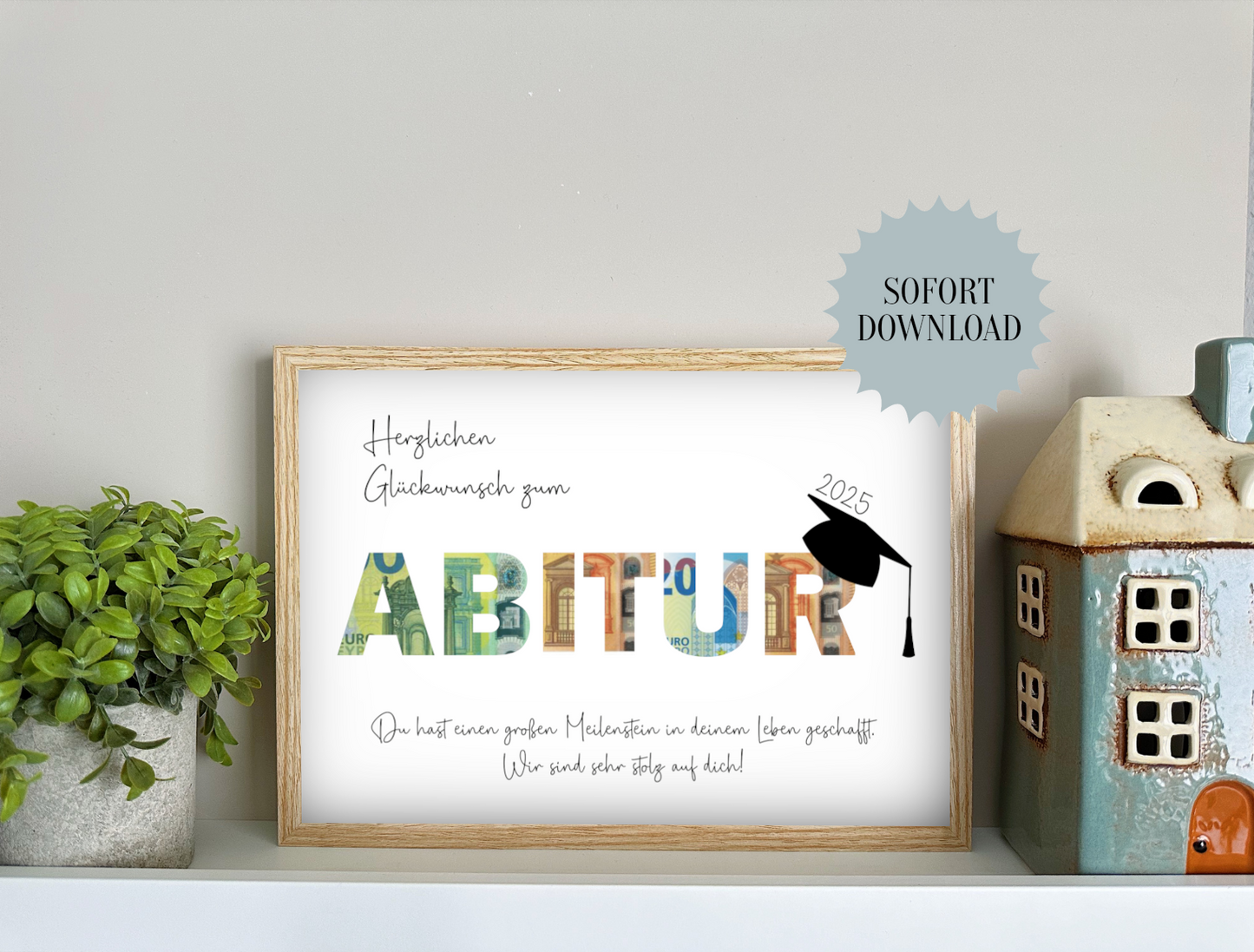 Gratulation zum bestandenen Abitur, Geschenk für die Abschlussprüfung, Abitur, Geldgeschenk, Druckvorlage, PDF, "Wir"