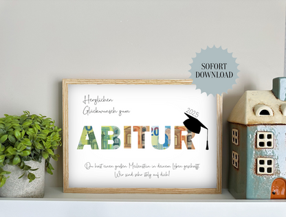 Gratulation zum bestandenen Abitur, Geschenk für die Abschlussprüfung, Abitur, Geldgeschenk, Druckvorlage, PDF, "Wir"