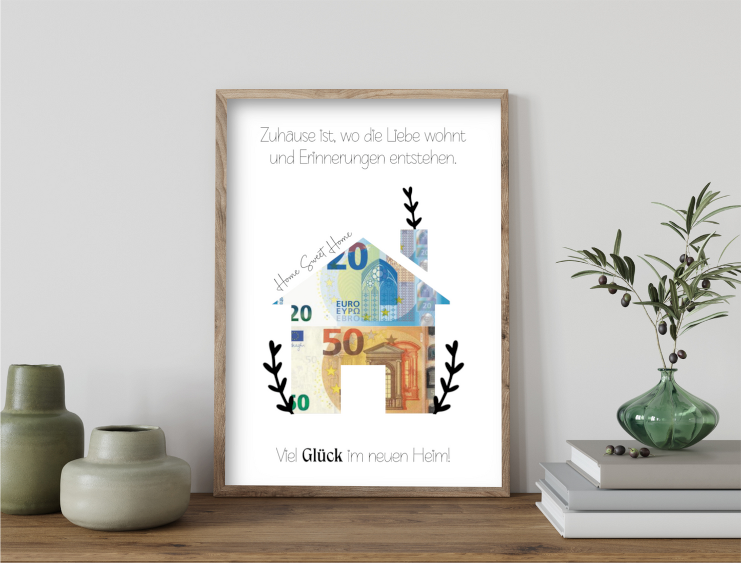 Geldgeschenk, Einweihungsgeschenk, neues Haus, neue Wohnung, neues Heim, Druckvorlage, Sofort-Download, PDF