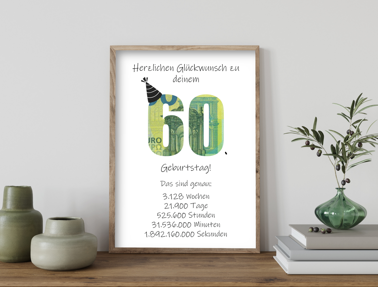 Geldgeschenk 60. Geburtstag, Geschenk, Druckvorlage, Sofort-Download,  Last-Minute-Geschenk, PDF-Datei