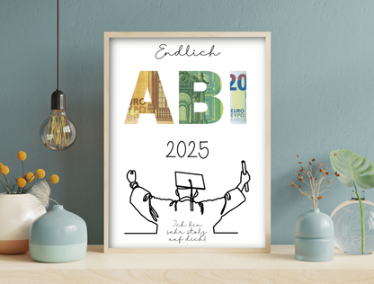 Gratulation zum bestandenen Abitur, Geschenk für die Abschlussprüfung, Abitur, Geldgeschenk, Druckvorlage, PDF-Datei, "Ich"
