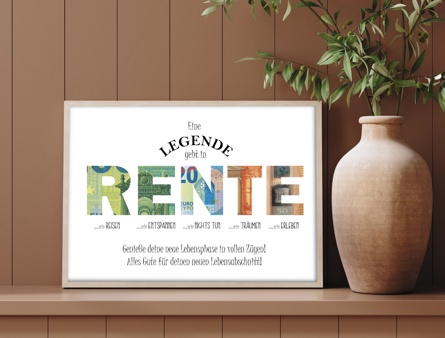 Geschenk Rente, Pension, Geldgeschenk, Druckvorlage, Sofort-Download,  PDF-Datei