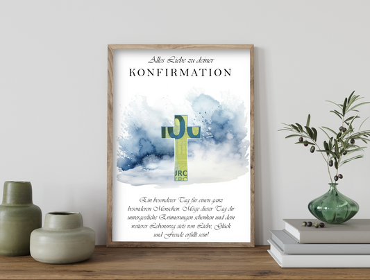 Geschenk zur Konfirmation, Geldgeschenk, Druckvorlage, Sofort-Download,  PDF-Datei