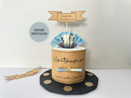 Geldgeschenk Geburtstag, Wertpapier, Druckvorlage, Geschenk, Sofort-Download, Last-Minute-Geschenk, PDF