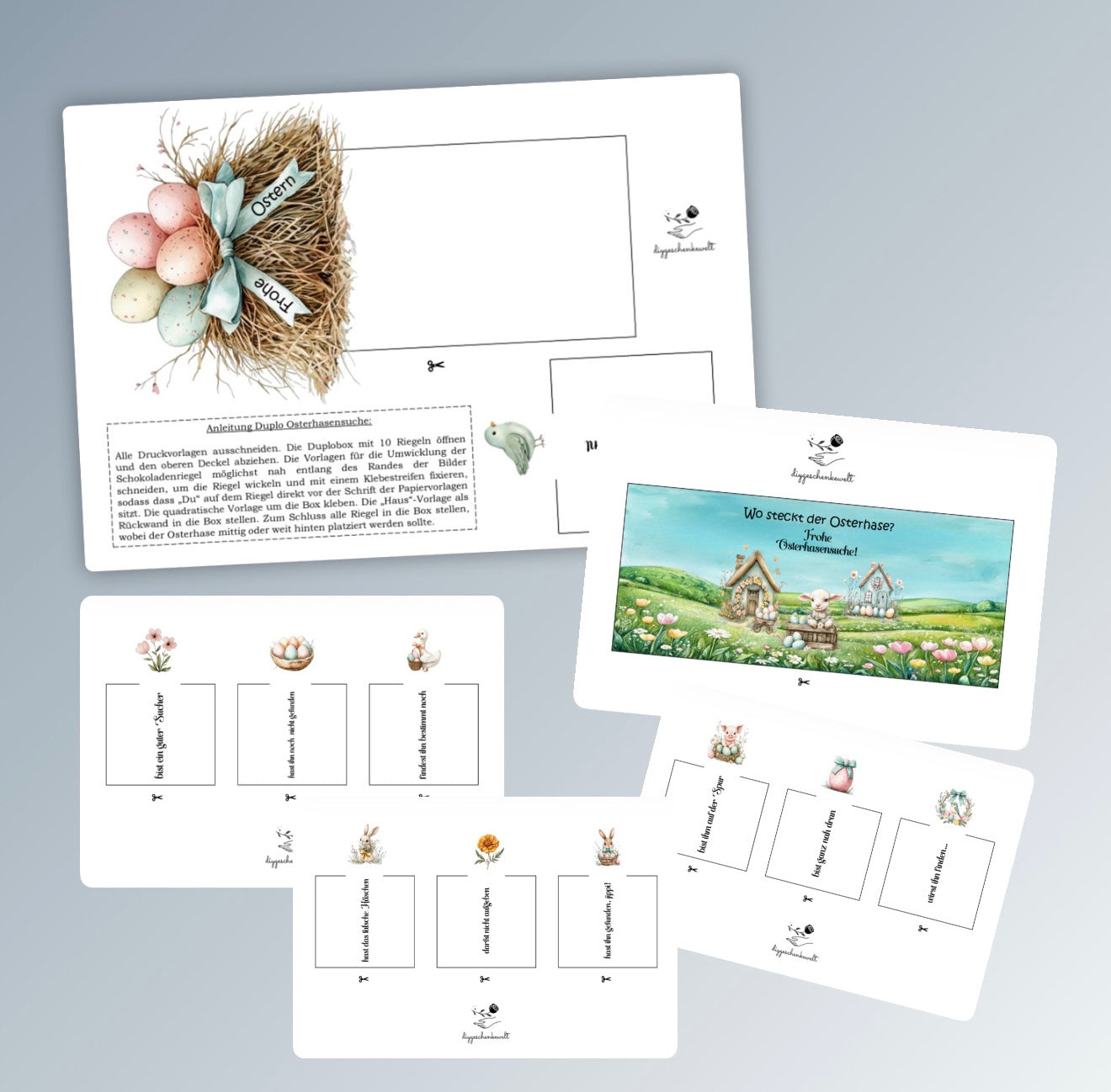 Geschenk zu Ostern, Duplo-Banderole, für 10er Duplo-Packung, Osterhasensuche, kleine Aufmerksamkeit, Druckvorlage, Sofort-Download,  Last-Minute-Geschenk, PDF-Datei