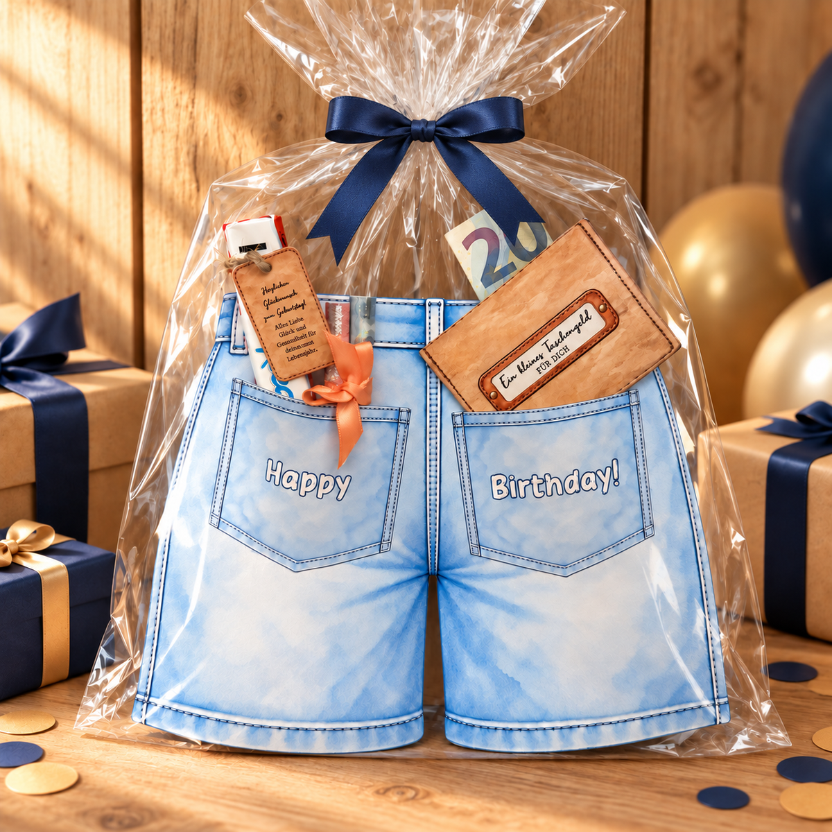 Geldgeschenk, Gutscheingeschenk, Jeans mit Portemonnaie zum Befüllen, 2 Varianten, männliche Hose, kleine Aufmerksamkeit, Druckvorlage, Sofort-Download, Last-Minute-Geschenk, PDF-Datei