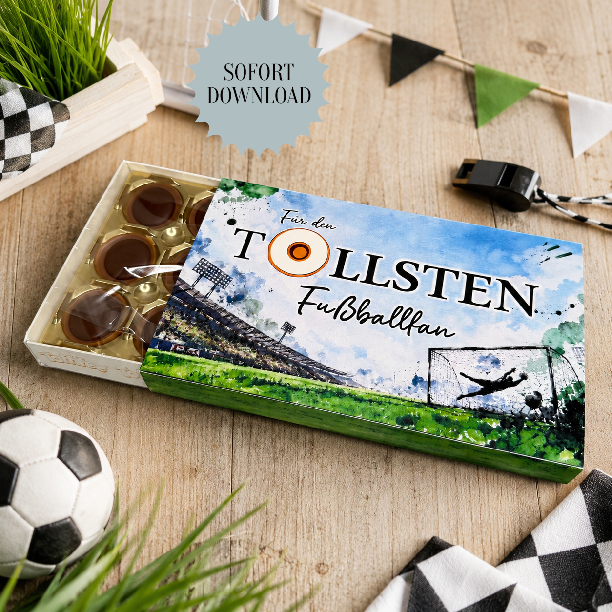 Fußballgeschenk, Toffifee-Banderole, kleine Aufmerksamkeit, Druckvorlage, Sofort-Download,  Last-Minute-Geschenk, PDF-Datei