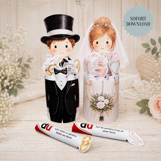 Geschenk zur Hochzeit, Duplo-Banderole, Druckvorlage, Sofort-Download, Last-Minute-Geschenk, PDF-Datei