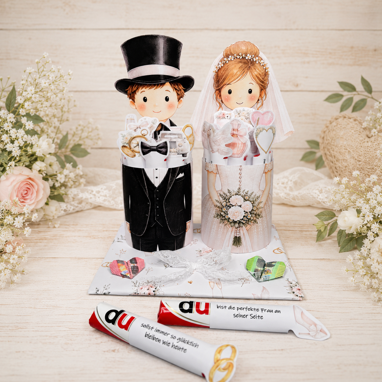 Geschenk zur Hochzeit, Duplo-Banderole, Druckvorlage, Sofort-Download, Last-Minute-Geschenk, PDF-Datei