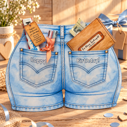 Geldgeschenk, Gutscheingeschenk, Jeans mit Portemonnaie zum Befüllen, 2 Varianten, kleine Aufmerksamkeit, Druckvorlage, Sofort-Download, Last-Minute-Geschenk, PDF-Datei