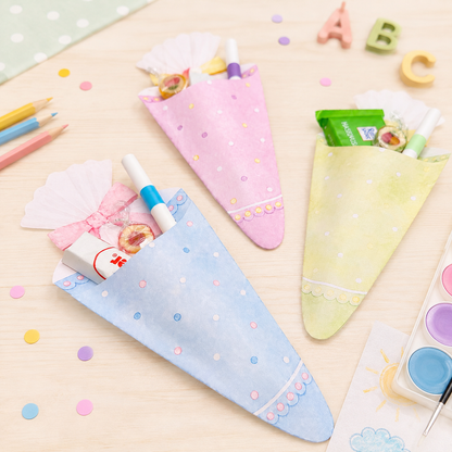 Geschenk zur Einschulung, Mini-Schultüten, Duplo-Banderole, kleine Aufmerksamkeit, Druckvorlage, Sofort-Download, Last-Minute-Geschenk, PDF-Datei