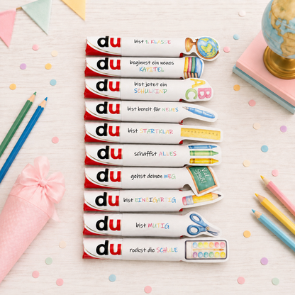 Geschenk zur Einschulung, grüne Schulrucksack-Variante, Duplo-Banderole, kleine Aufmerksamkeit, Druckvorlage, Sofort-Download, Last-Minute-Geschenk, PDF-Datei