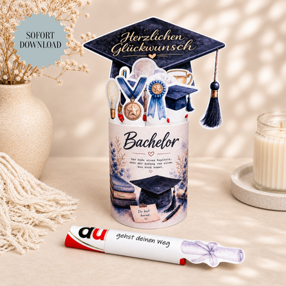 Geschenk zum Bachelor, Duplo-Banderole, kleine Aufmerksamkeit, Druckvorlage, Sofort-Download,  Last-Minute-Geschenk, PDF-Datei