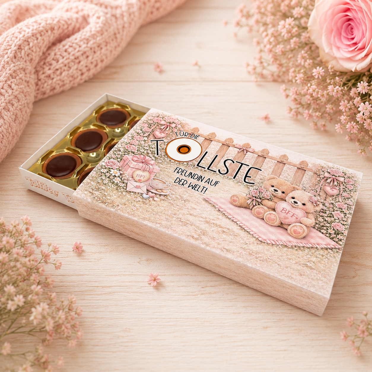 Geschenk für die beste Freundin, Toffifee-Banderole, kleine Aufmerksamkeit, Druckvorlage, Sofort-Download,  Last-Minute-Geschenk, PDF-Datei