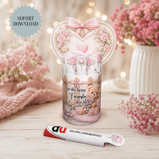 Geschenk für die beste Freundin, Duplo-Banderole, kleine Aufmerksamkeit, Druckvorlage, Sofort-Download, Last-Minute-Geschenk, PDF-Datei