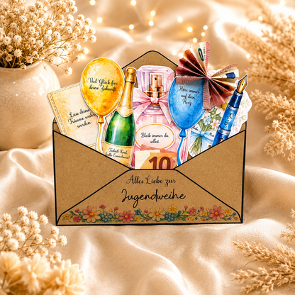 Geschenk zur Jugendweihe, Geldgeschenk, Gutscheingeschenk, männliche und weibliche Varinte, kleine Aufmerksamkeit, Druckvorlage, Sofort-Download,  Last-Minute-Geschenk, PDF-Datei