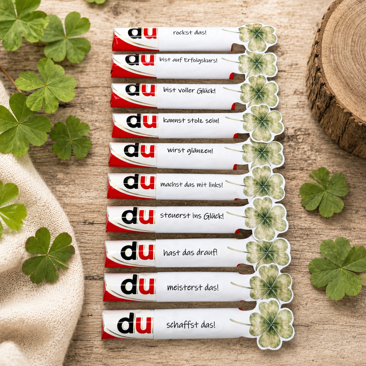 Glücksgeschenk, Duplo-Banderole, kleine Aufmerksamkeit, Druckvorlage, Sofort-Download, Last-Minute-Geschenk, PDF-Datei