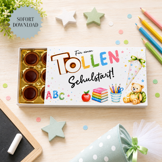 Geschenk zur Einschulung, Toffifee-Banderole, kleine Aufmerksamkeit, Druckvorlage, Sofort-Download,  Last-Minute-Geschenk, PDF-Datei