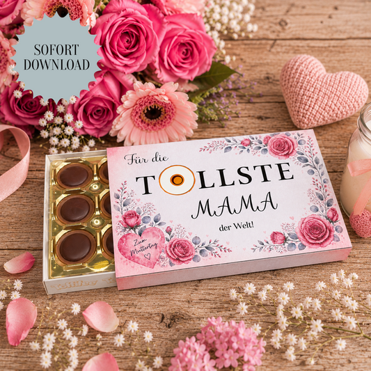 Muttertagsgeschenk, Toffifee-Banderole, kleine Aufmerksamkeit, Druckvorlage, Sofort-Download,  Last-Minute-Geschenk, PDF-Datei