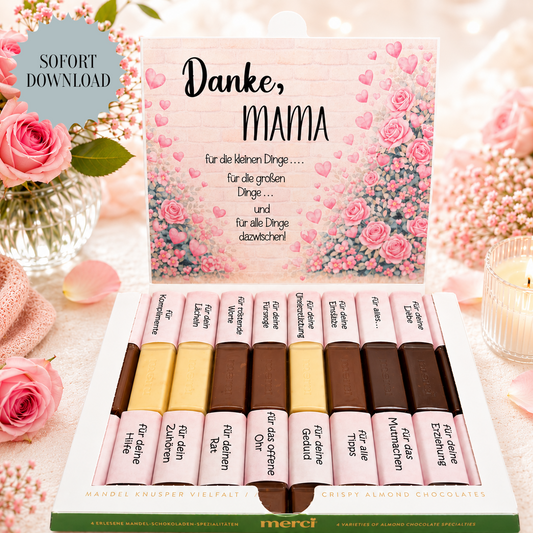 Muttertagsgeschenk, Merci, kleine Aufmerksamkeit, Druckvorlage, Sofort-Download,  Last-Minute-Geschenk, PDF-Datei
