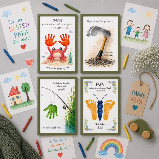 Vatertagsgeschenk, Fuß- bzw. Handabdruck-Geschenk, von Kleinkindern, kleine Aufmerksamkeit, Druckvorlage, Sofort-Download,  Last-Minute-Geschenk, PDF-Datei