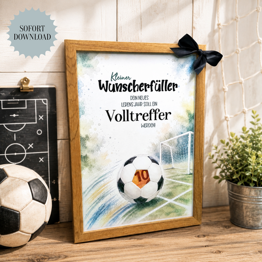 Fußballgeschenk, Bilderrahmengeschenk, Geldgeschenk, kleine Aufmerksamkeit, Druckvorlage, Sofort-Download,  Last-Minute-Geschenk, PDF-Datei