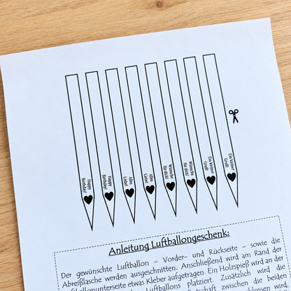 Geldgeschenk, Gutscheingeschenk, Ballon zum Aufreißen, kleine Aufmerksamkeit, Druckvorlage, Sofort-Download, Last-Minute-Geschenk, PDF-Datei
