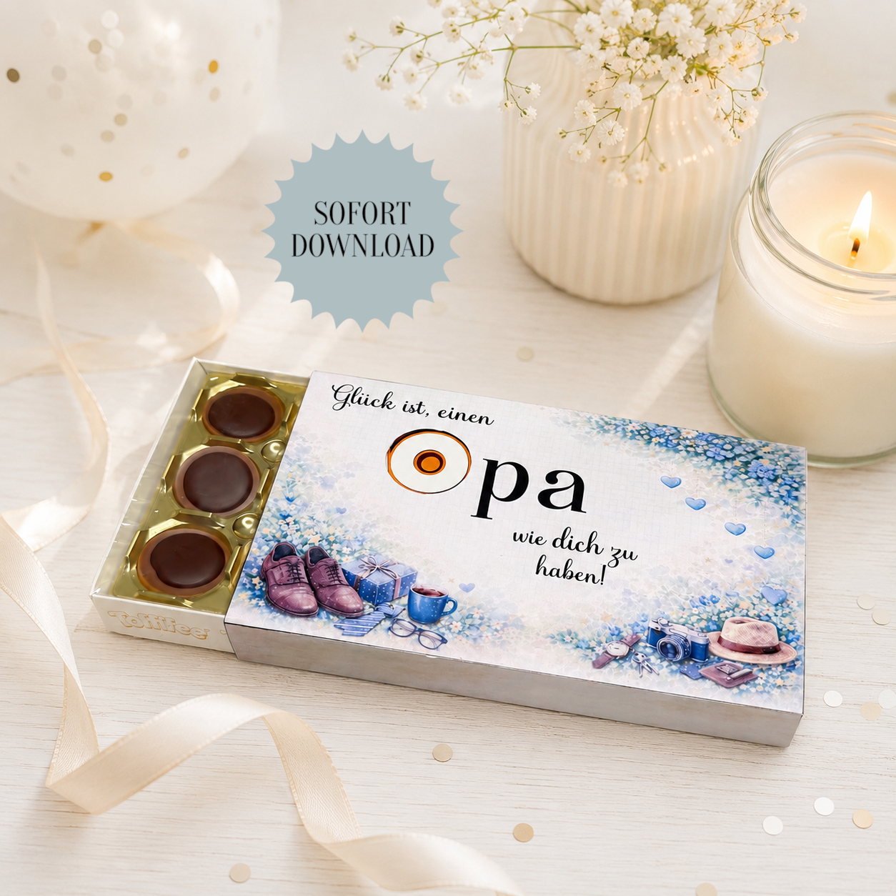 Geschenk für den Opa, Toffifee-Banderole, kleine Aufmerksamkeit, Druckvorlage, Sofort-Download,  Last-Minute-Geschenk, PDF-Datei