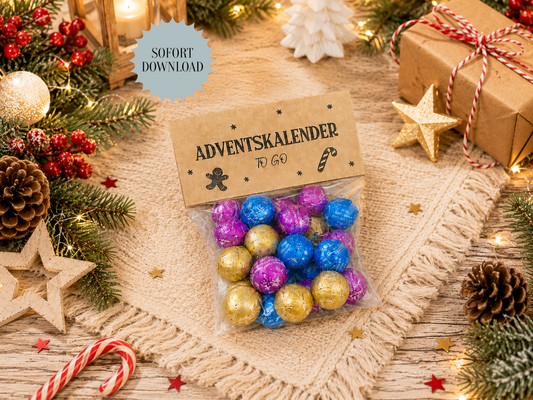Adventskalender to go, kleines Geschenk, Adventsgeschenk, Weihnachtsgeschenk, Kalender, kleine Aufmerksamkeit, Druckvorlage, PDF-Datei