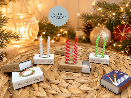 Streichholzschachtel-Adventskranz, kleine Aufmerksamkeit zur Adventszeit, Druckvorlage, PDF-Datei
