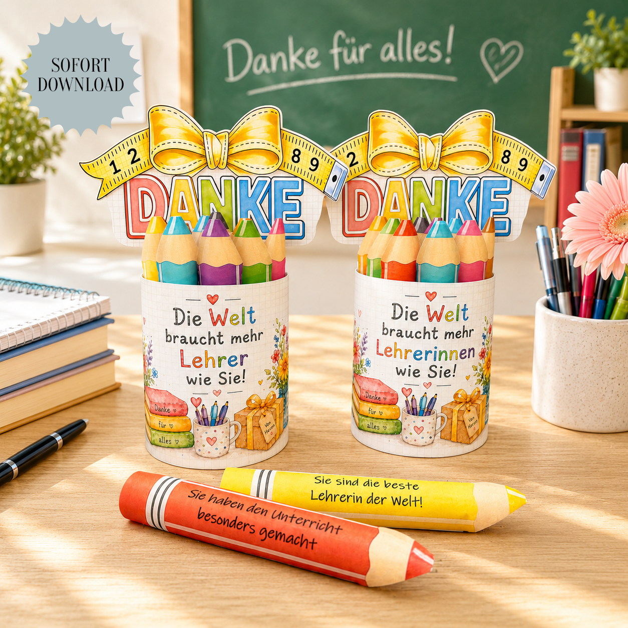 Abschiedsgeschenk für Lehrer/innen, "Sie"-Version, Duplo-Banderole, kleine Aufmerksamkeit, Druckvorlage, Sofort-Download,  Last-Minute-Geschenk, PDF-Datei