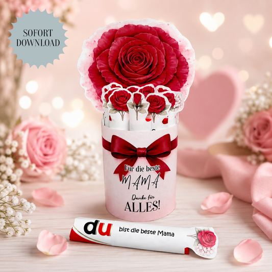Muttertagsgeschenk, Duplo-Banderole, kleine Aufmerksamkeit, Druckvorlage, Sofort-Download,  Last-Minute-Geschenk, PDF-Datei