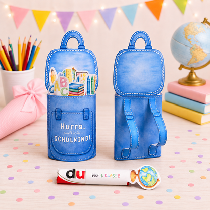 Geschenk zur Einschulung, Paket-Version, 4 Varianten, 4 Farben, Duplo-Banderole, kleine Aufmerksamkeit, Druckvorlage, Sofort-Download, Last-Minute-Geschenk, PDF-Datei