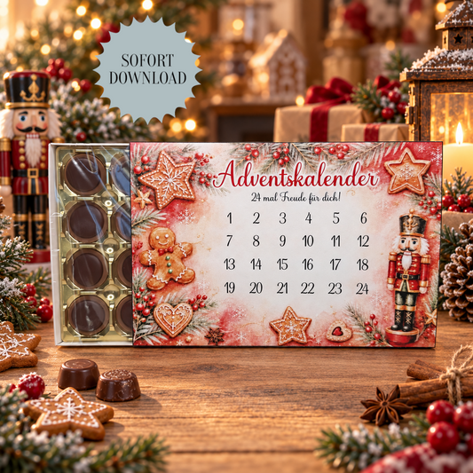 Adventskalender, Toffifee-Banderole, Weihnachtsgeschenk, kleine Aufmerksamkeit, Druckvorlage, PDF-Datei