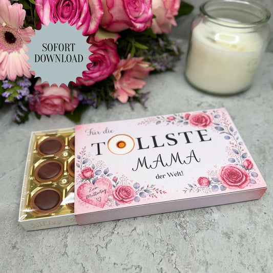 Muttertagsgeschenk, Toffifee-Banderole, kleine Aufmerksamkeit, Druckvorlage, Sofort-Download,  Last-Minute-Geschenk, PDF-Datei