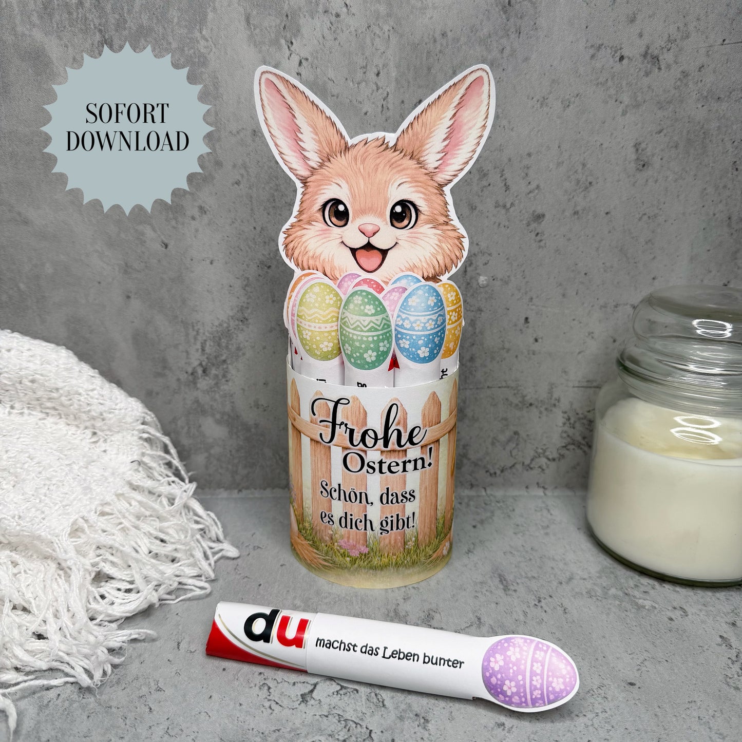 Geschenk zu Ostern, Duplo-Banderole, Osterhäschen, kleine Aufmerksamkeit, Druckvorlage, Sofort-Download,  Last-Minute-Geschenk, PDF-Datei